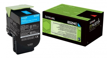 Original Tonerkartusche -  Lexmark 80C2HC0 ( 802HC ) Cyan